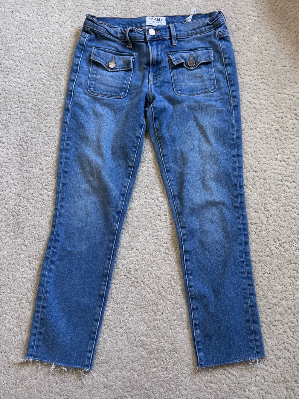 Frame Womens Le Skinny De Jeanne Crop Jeans Denim Size 27 Front Patch Pockets